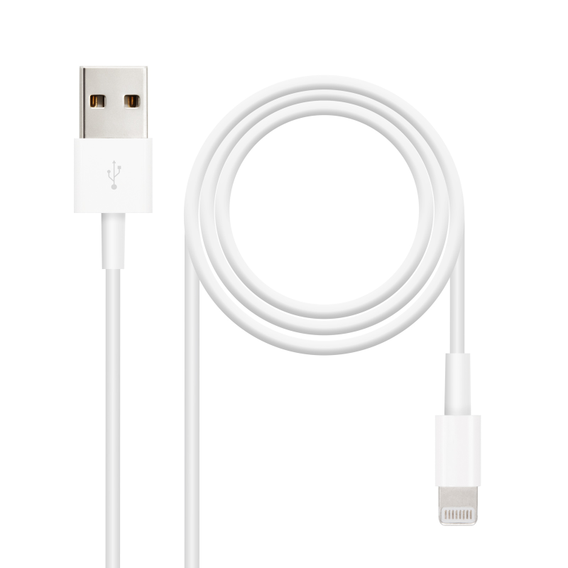 Cable Lightning a USB-A, Lightning/M -USB A/M, Blanco, 1.0m