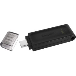 Kingston DataTraveler 70 Memoria USB Tipo C 32GB - USB-C 3.2 Gen 1 - Con Tapa - Color Negro (Pendrive)