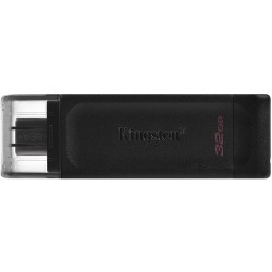 Kingston DataTraveler 70 Memoria USB Tipo C 32GB - USB-C 3.2 Gen 1 - Con Tapa - Color Negro (Pendrive)